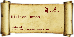 Miklics Antos névjegykártya